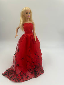 Red Strapless Elegant Gown for 11 inch doll