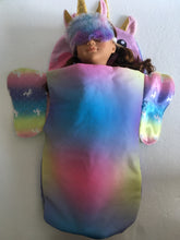 Load image into Gallery viewer, 18 inch Unicorn Sleeping Bag and Eye Mask for Our Generation size Dolls