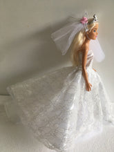 Load image into Gallery viewer, 11 inch White Lace Wedding Dress set for Barbie sized dolls