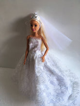 Load image into Gallery viewer, 11 inch White Lace Wedding Dress set for Barbie sized dolls