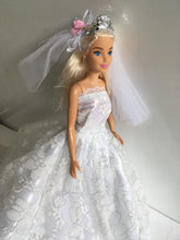 Load image into Gallery viewer, 11 inch White Lace Wedding Dress set for Barbie sized dolls